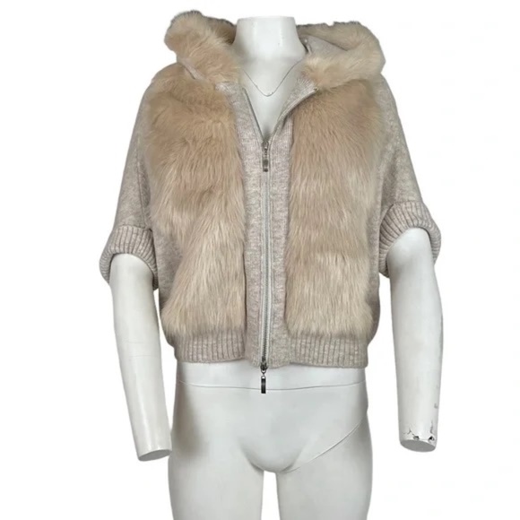 Fur Hoodie Sweater Oatmeal